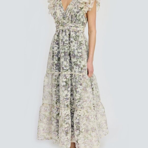 En Saison Floral Lace Maxi Dress in Cream and Green - Picture 4 of 11